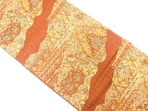 道長取に向かい鳥・花更紗模様織出し袋帯